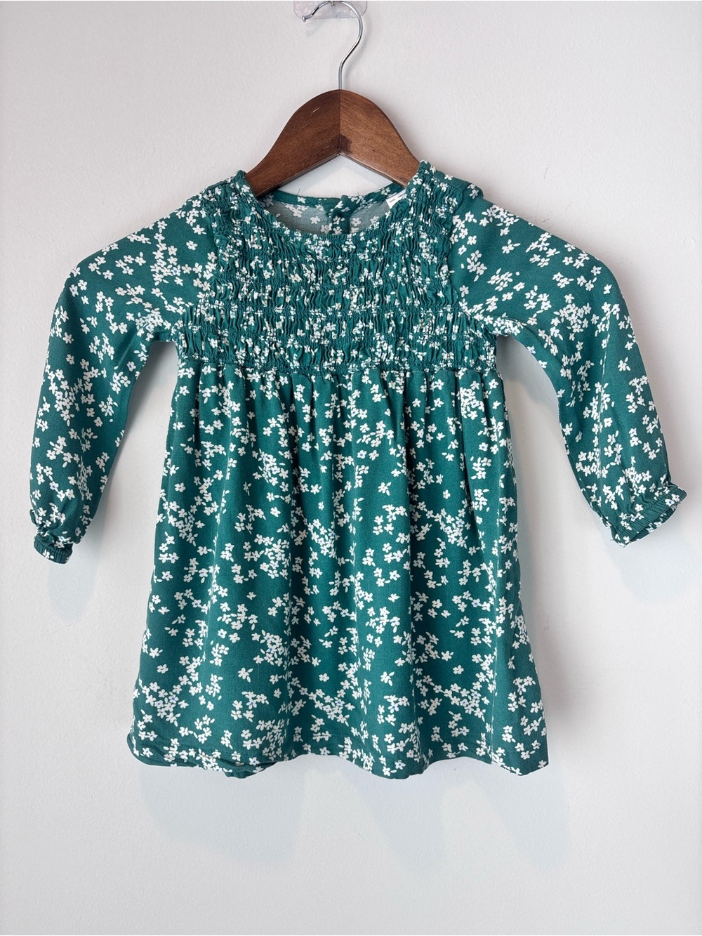 Carter’s 24M Floral Smocked Dress – Teal Green & White